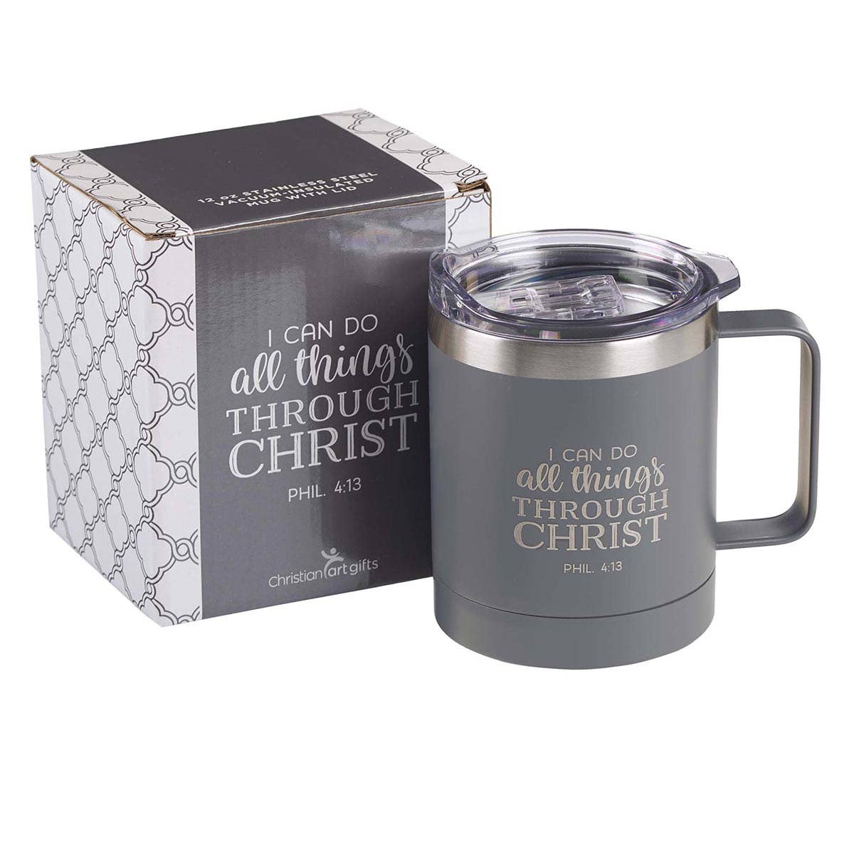 Christian Art Gifts - Mug SS Camp Gray All Things Phil. 4:13