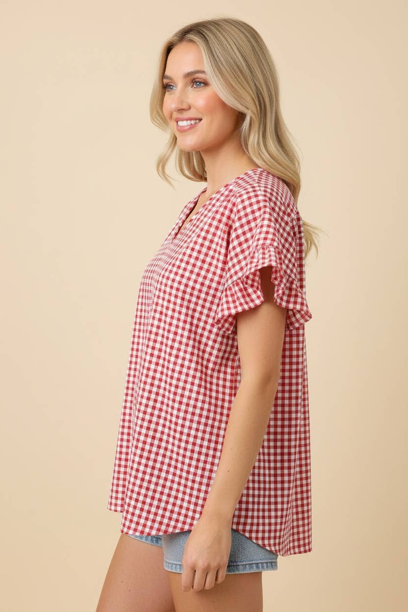 HEIMISH - ET7933-11 V NECK CHECK TOP