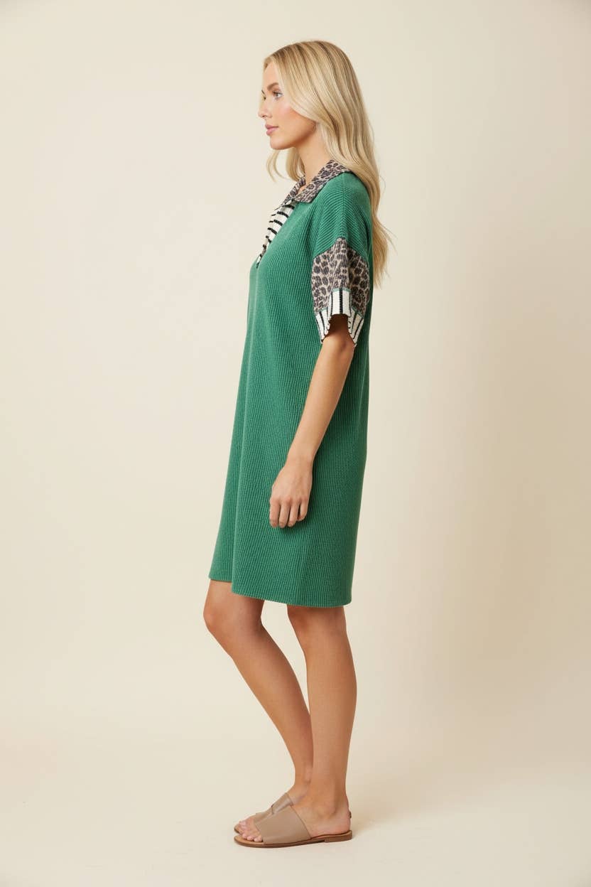 HEIMISH - ED6878-11 V-neck polo collar dress