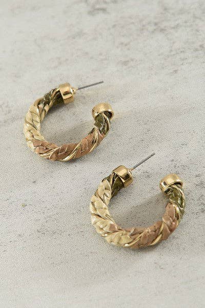 JOSSLYN by wall to wall - FAUX LEATHER ROPE HOOP EARRINGS | 52E2090216