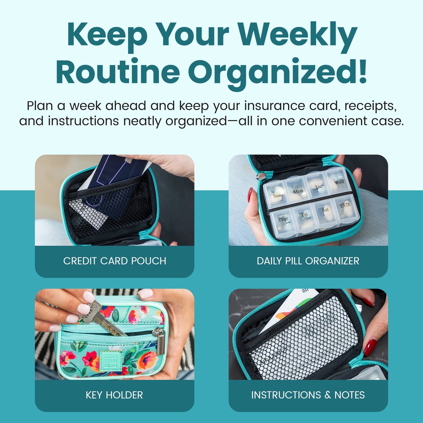 MADE EASY KIT - Made Easy Kit Pill Case - Weekly 7-Day Medicine Organizer