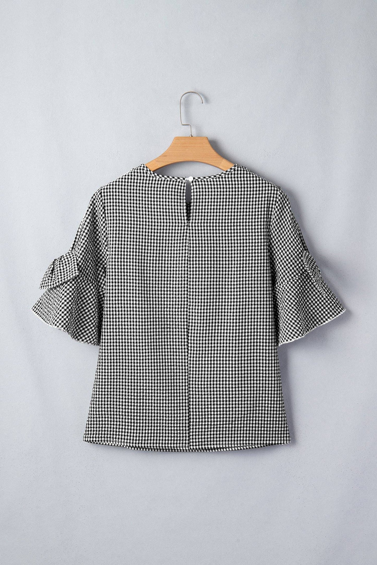 PRETTY BASH - PRETTY BASH Gingham Plaid Bow Ruffle Blouse