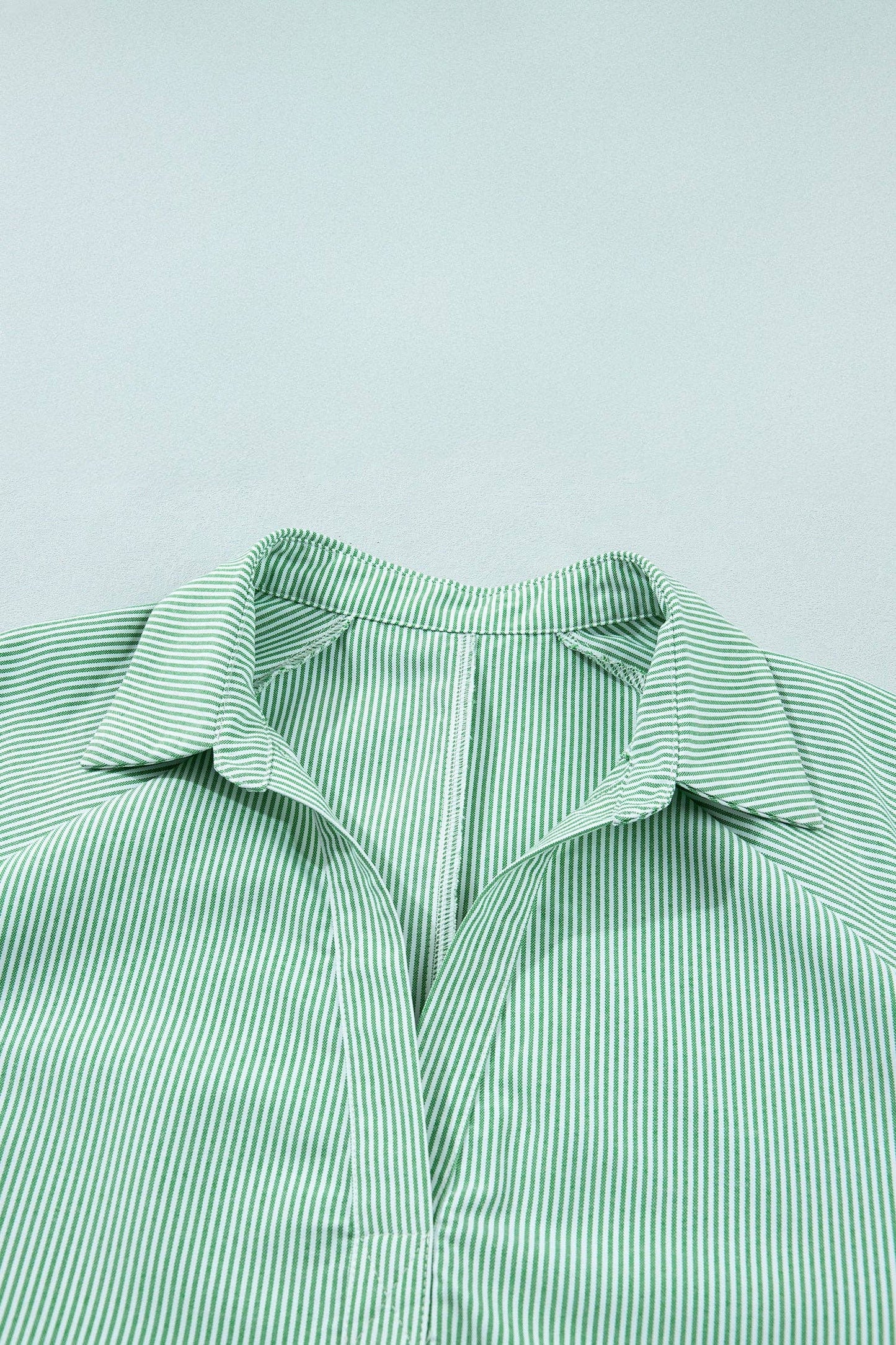 PRETTY BASH - PRETTY BASH Plus Size Stripe Collar Short Sleeve Blouse