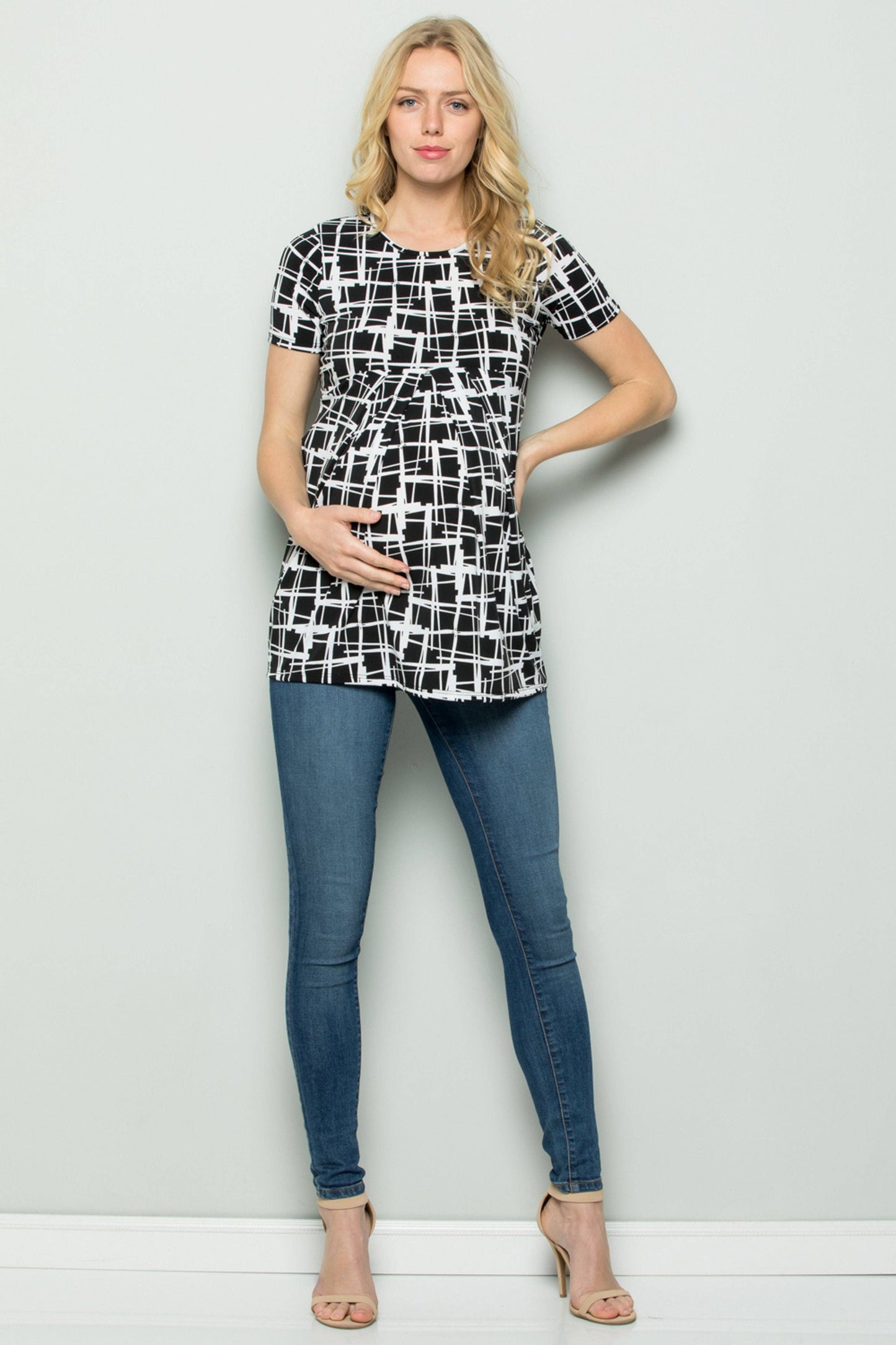Iman Checkered Pleated Top