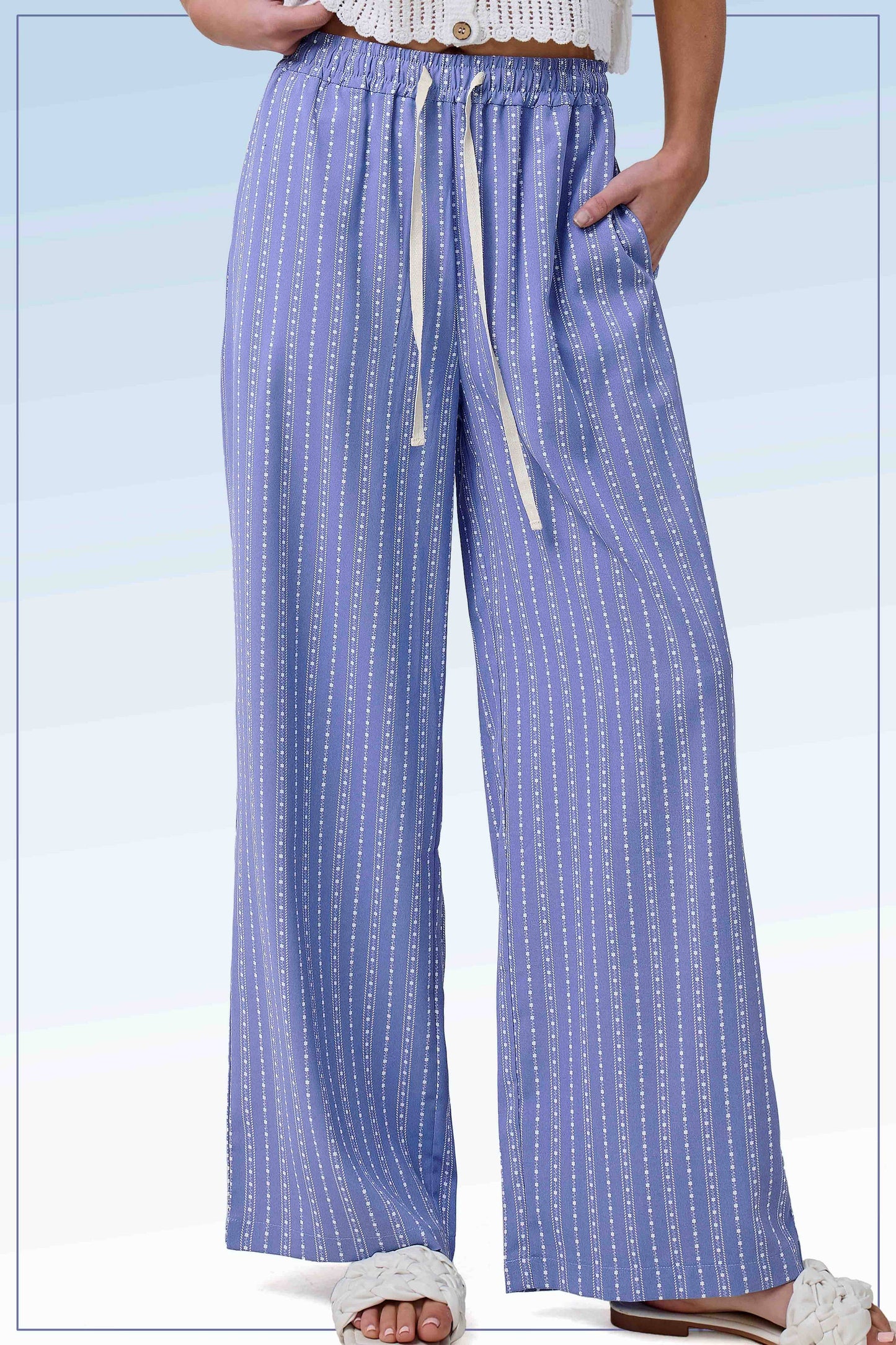 La Miel - Patterned Design Relaxed Fit Pants With Pockets