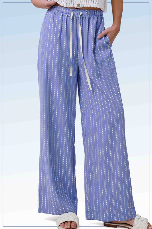 La Miel - Patterned Design Relaxed Fit Pants With Pockets