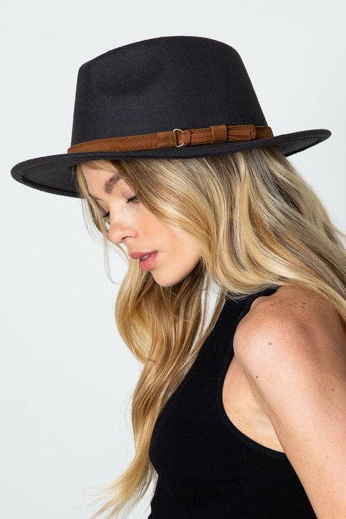 JOSSLYN by wall to wall - A VINTAGE CLASSIC FEDORA HAT BROWN TIE TRIM | 40HW304