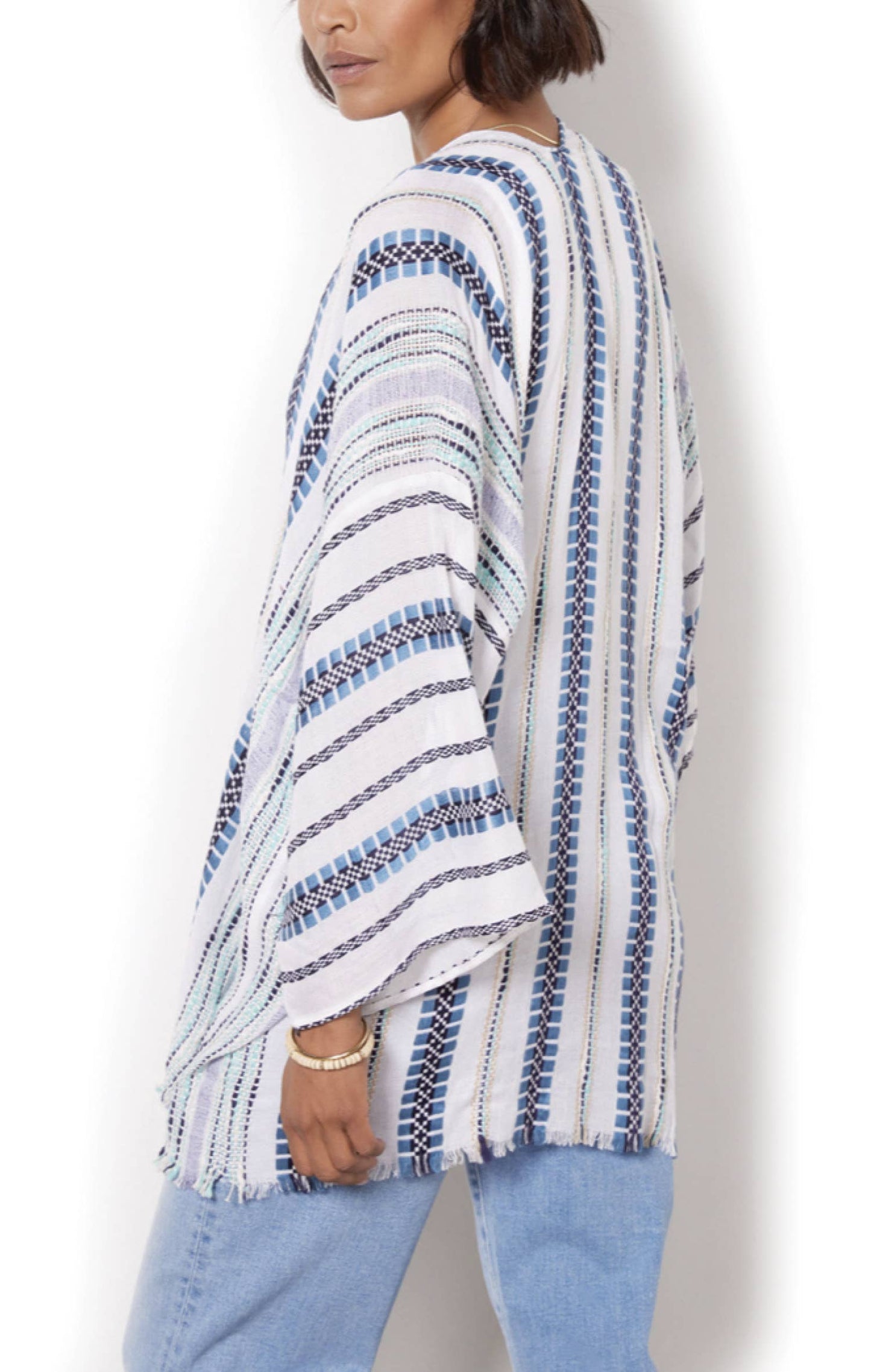 Grand Sierra - Striped Woven Kimono - 03479