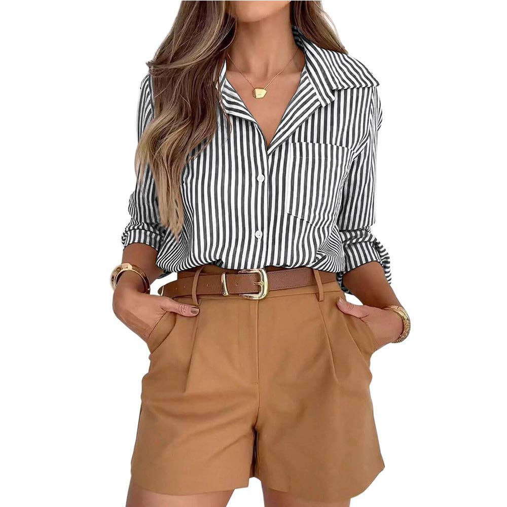 Lovesoft - Striped Button-Down Pocket Shirt