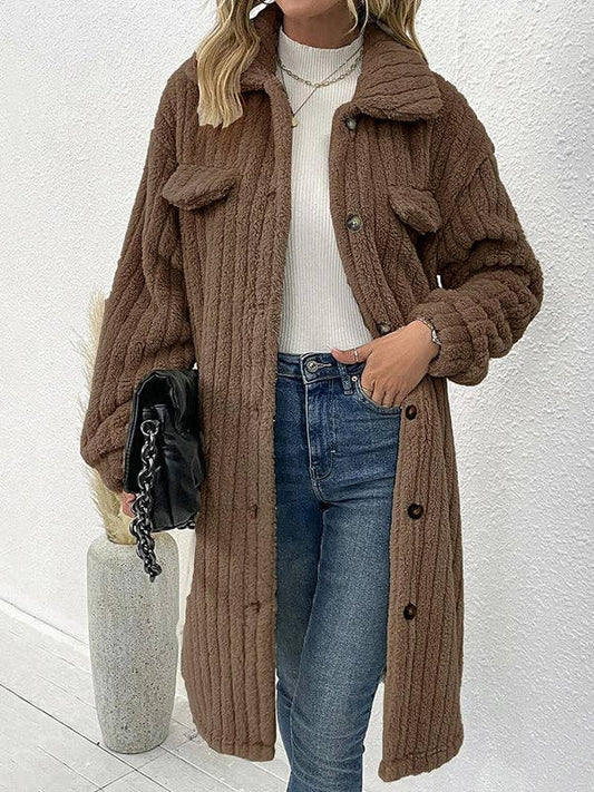 Solid Color Split-Joint Long Sleeves Loose Lapel Outerwear