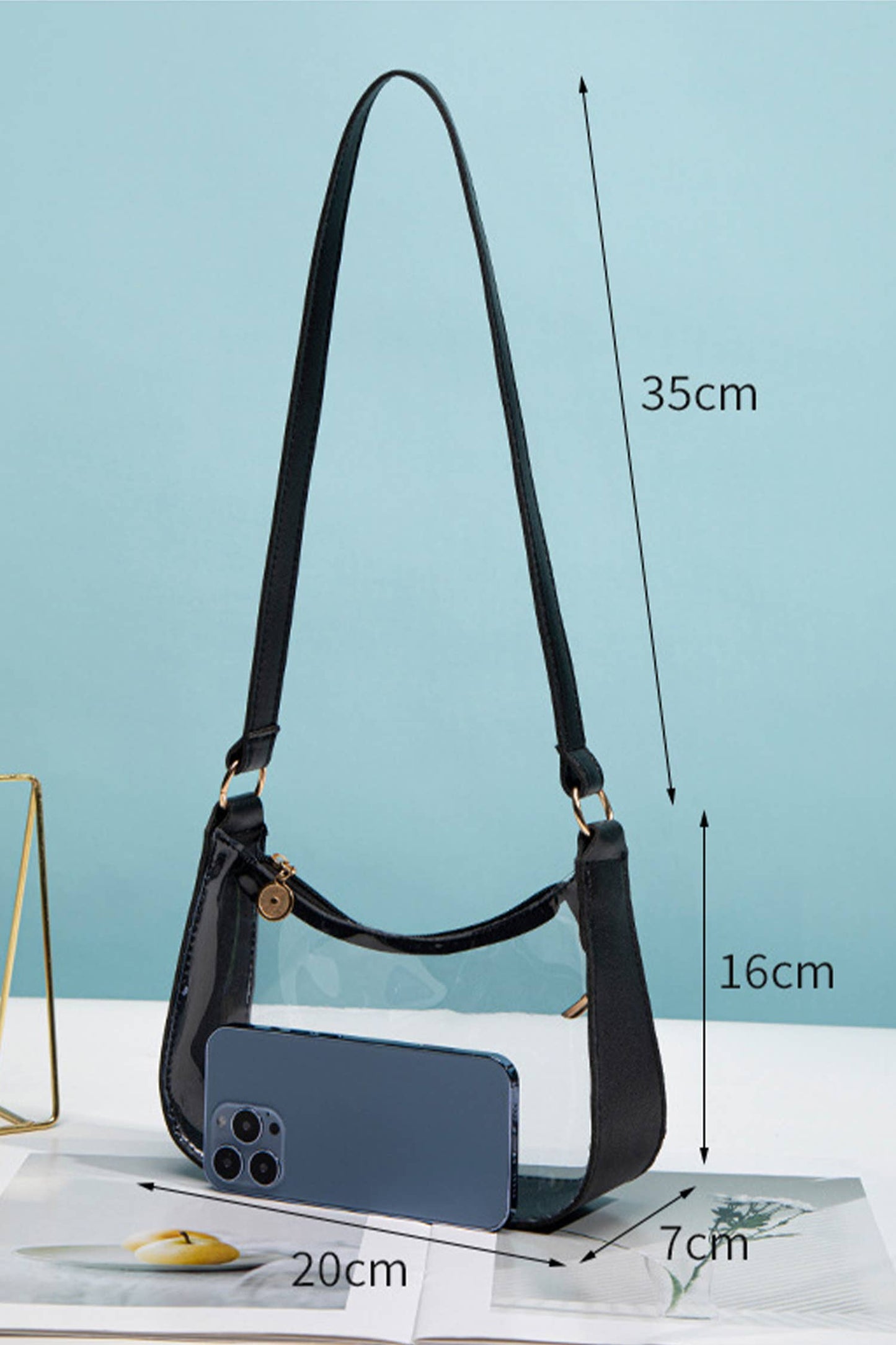 Little Daisy Closet - LDC PU Leather Trim Clear Shoulder Bag