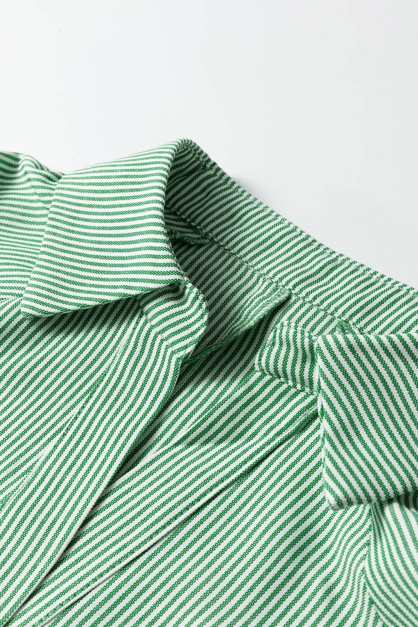 PRETTY BASH - PRETTY BASH Stripe Tied Short Sleeve Collared Blouse