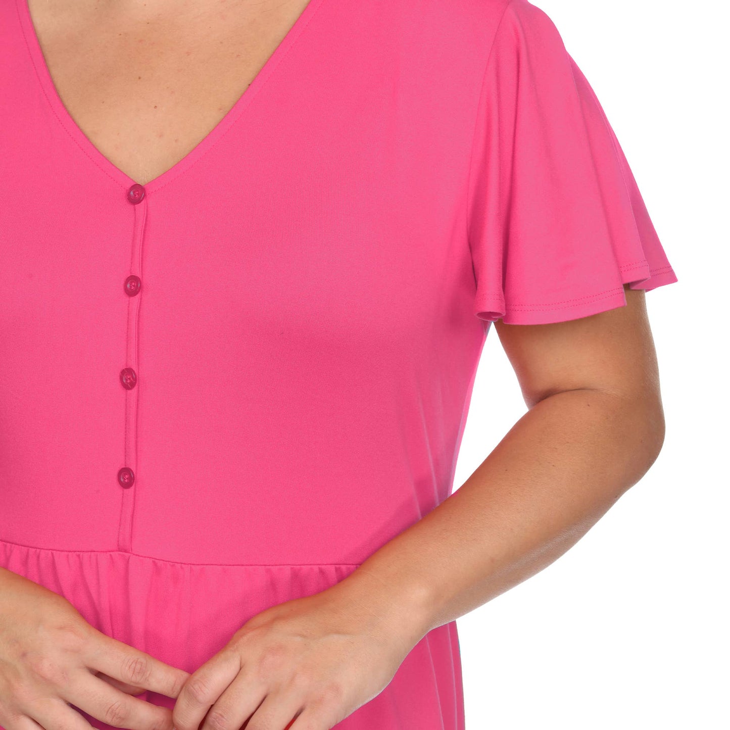 WHITE MARK - Plus Size Short Sleeve V-neck Tiered Midi Dress
