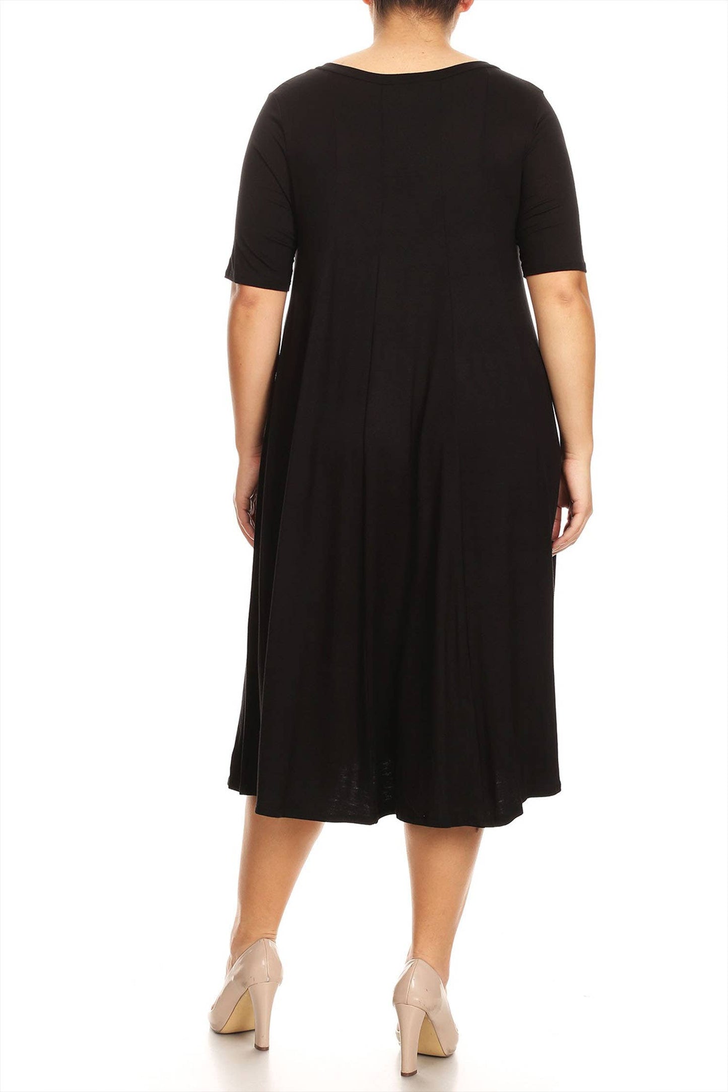 Women's Plus Size A-Line Round Neck Casual Solid Midi Dress