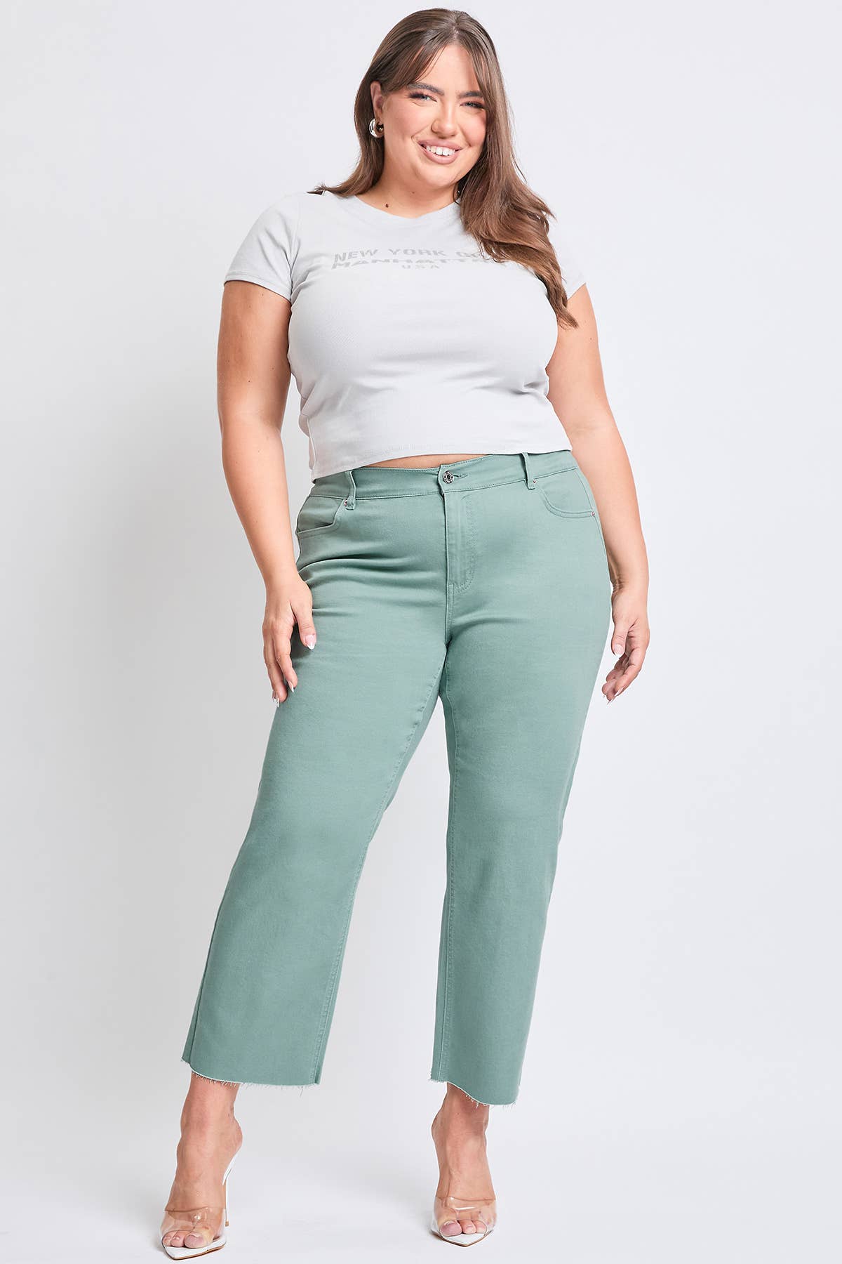 YMI - Plus High Rise Cropped Wide Leg Trouser-EP209207