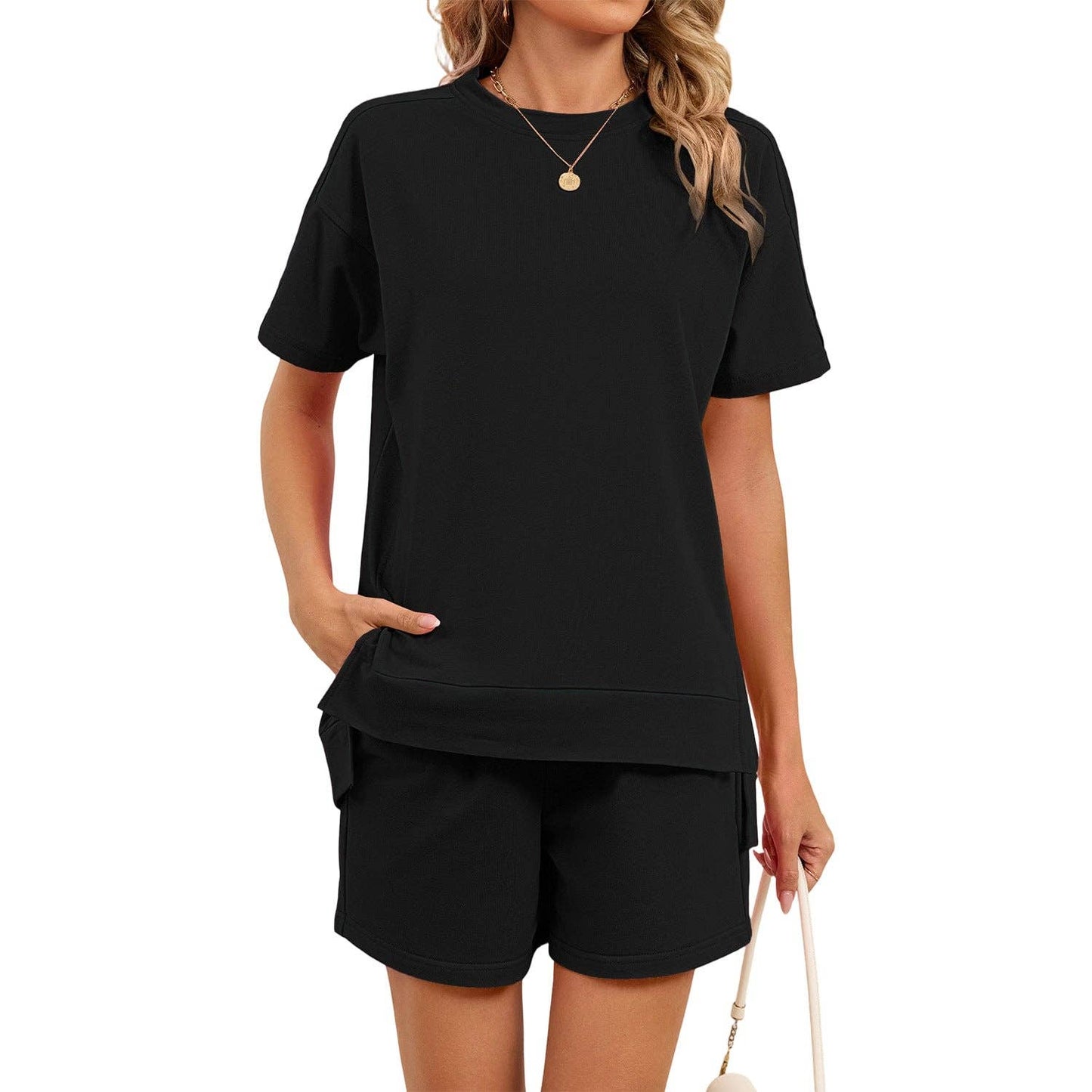 Lovesoft - Casual Tee & Drawstring Shorts 2 Piece Lounge Set