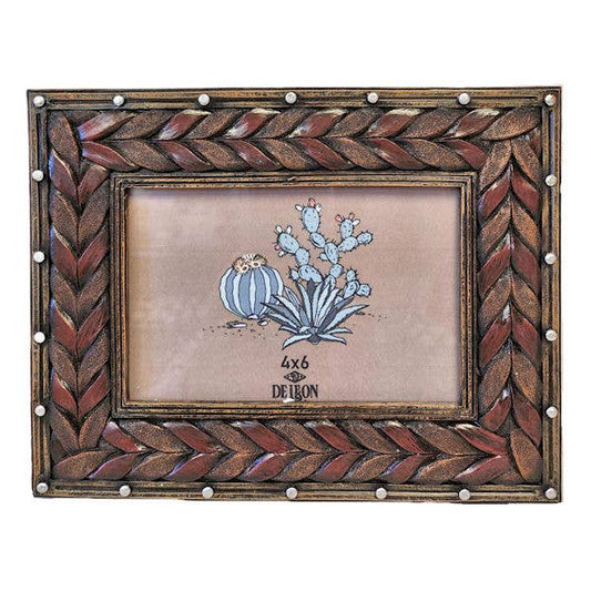 De Leon Collections - Resin Braided Leather Country Rustic 6” x 4” Picture Frame