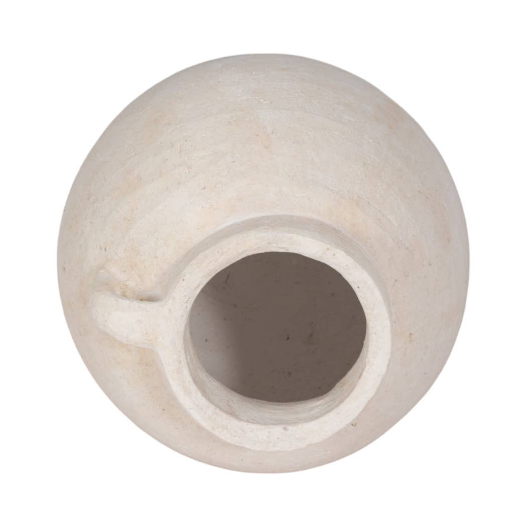 Sagebrook Home - Decorative Vase - White Ceramic Bulbous with Handle Jug, 7in