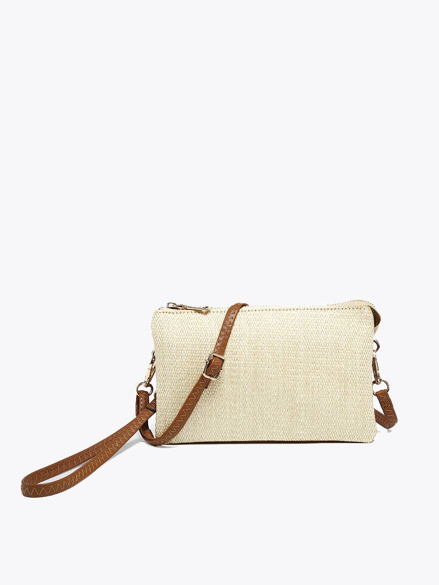 Jen & Co. - M013MSTW Riley Micro Straw 3 Compartment Crossbody/Wristlet
