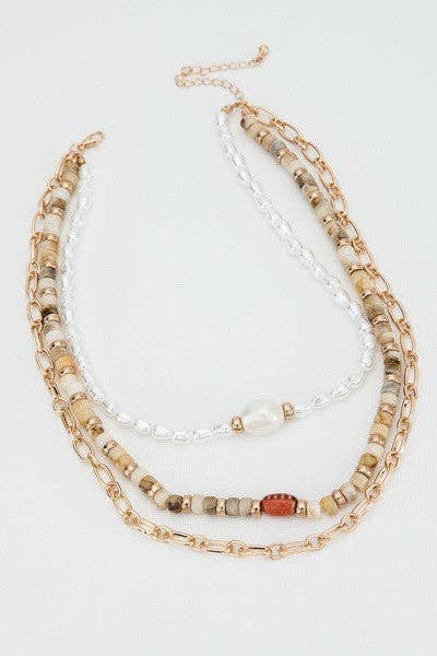 JOSSLYN by wall to wall - STUNNING MULTI LAYER BEAD PEARL NECKLACE | 31N22241