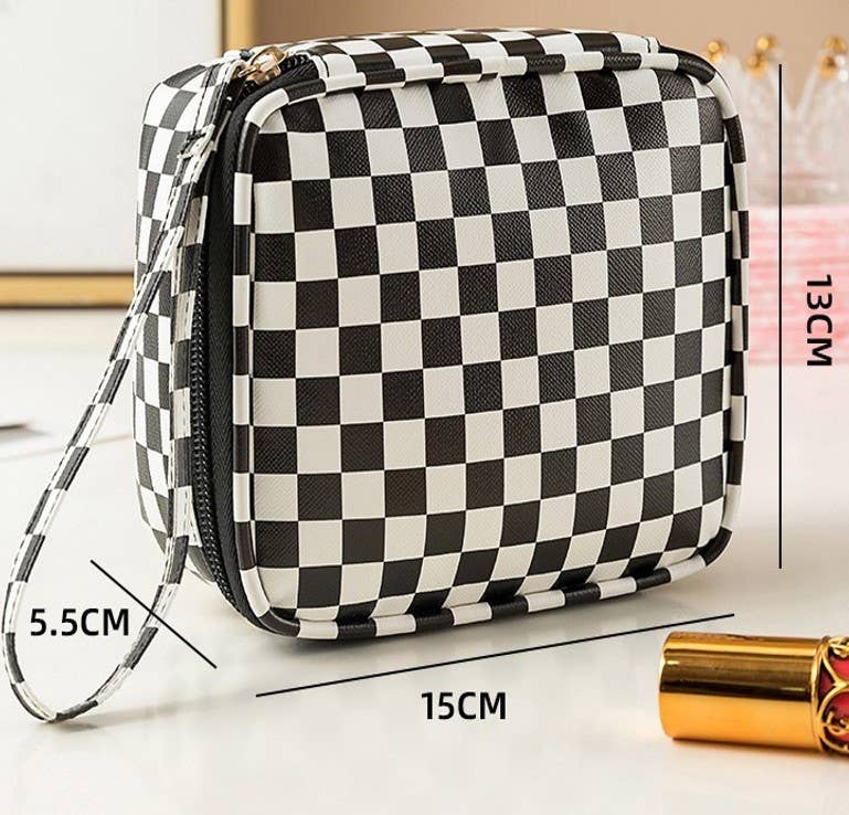 JOSSLYN by wall to wall - TRAVEL CHECKER MAKEUP COSMETIC POUCH BAG | 40P537