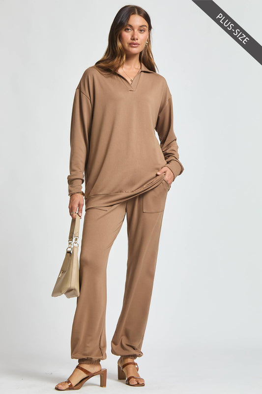 DEAR SCARLETT - PLUS SIZE  2-Piece French Terry Travel Lounger