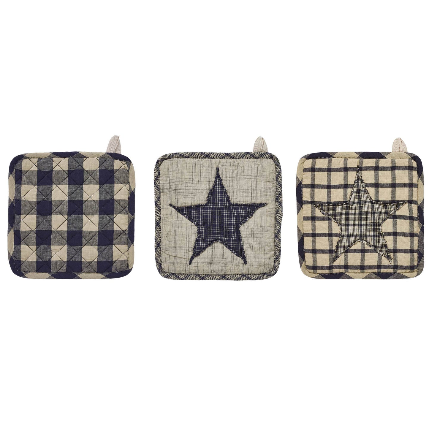VHC Brands - My Country Patchwork Pot Holder Set of 3 8x8