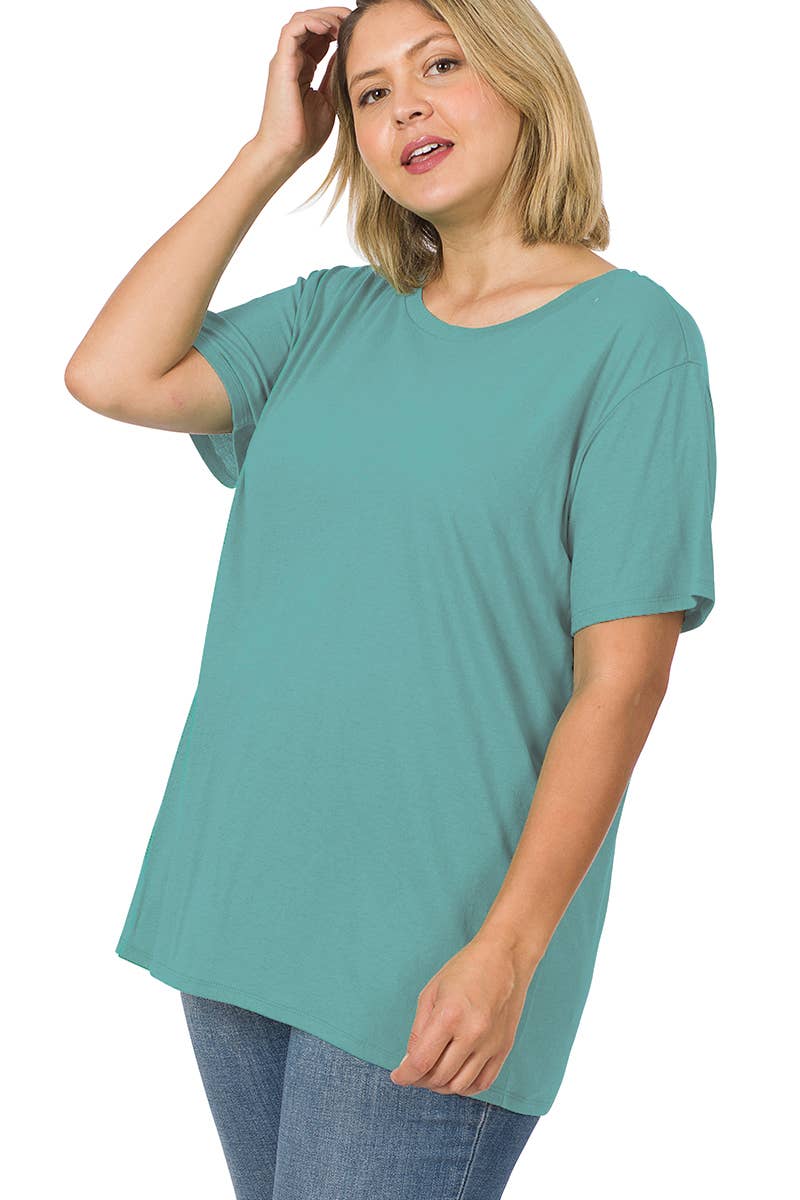 `.Plus-size Cotton Short Sleeve Boyfriend Tee