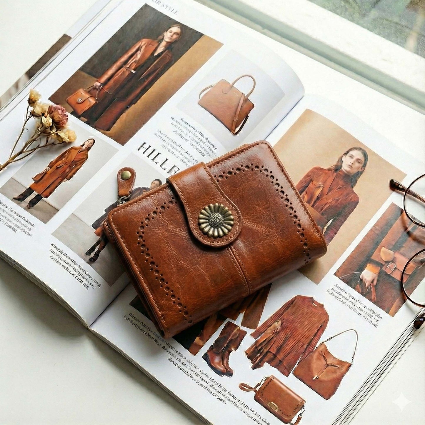 MiMi Wholesale - YX25766-6 Lena Vegan Leather Laser Cut Out Detail Wallet