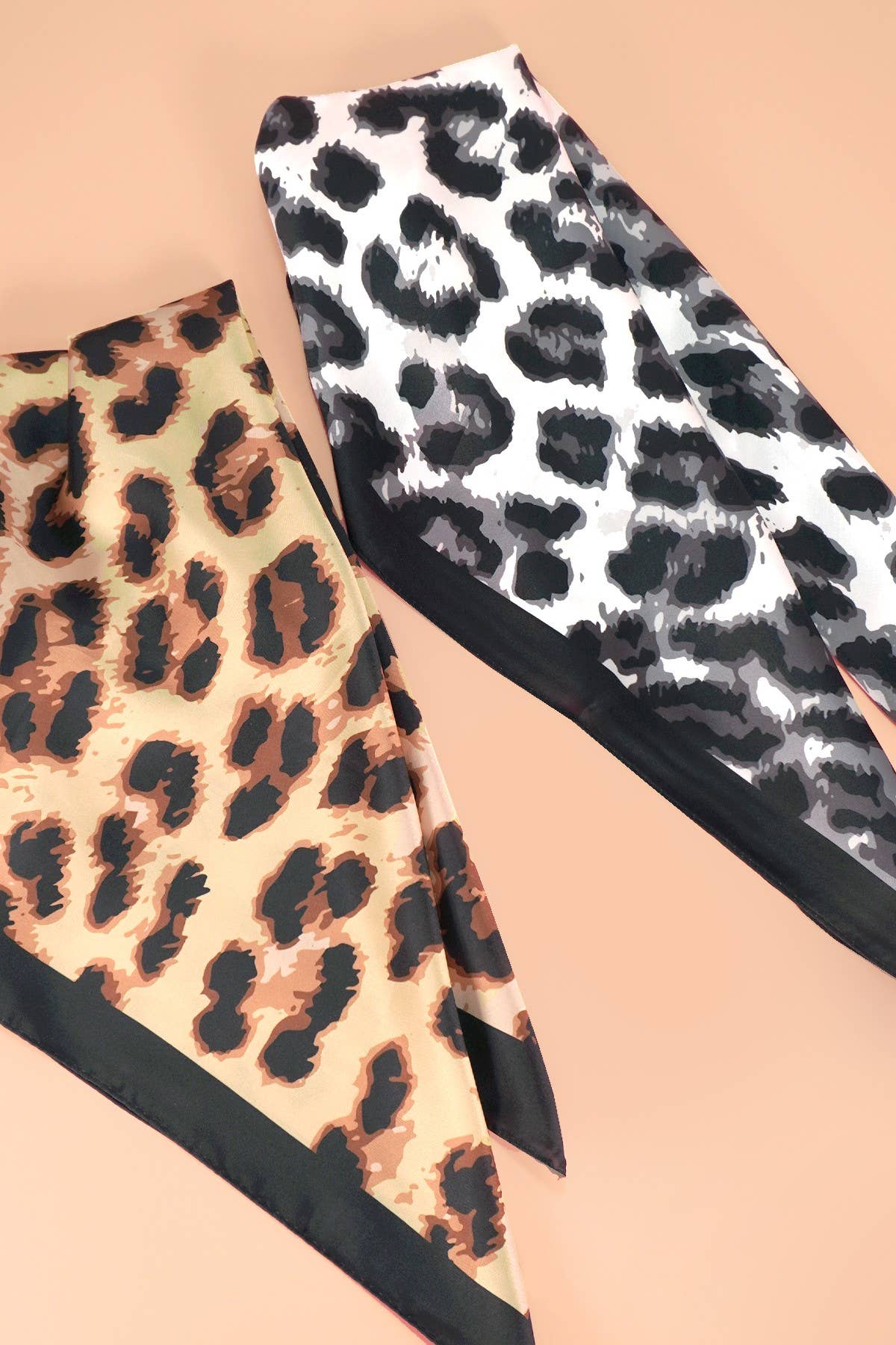 JOSSLYN by wall to wall - ANIMAL LEOPARD PRINT SILKY FEEL BANDANA SCARF | 40SC632