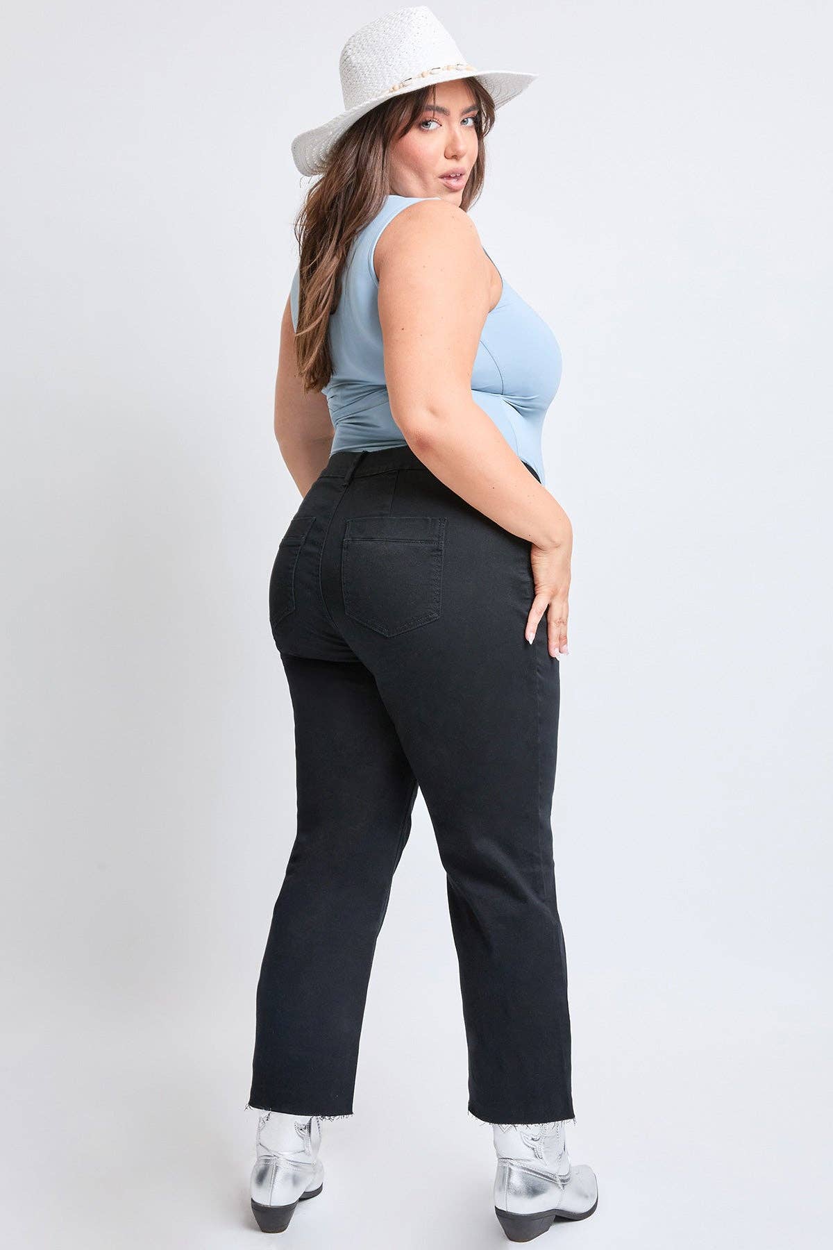 YMI - Plus High Rise Cropped Wide Leg Trouser-EP209207