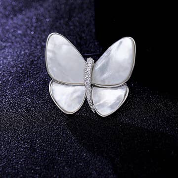 Mother of Pearl Butterfly Statement Broach in Solid Copper