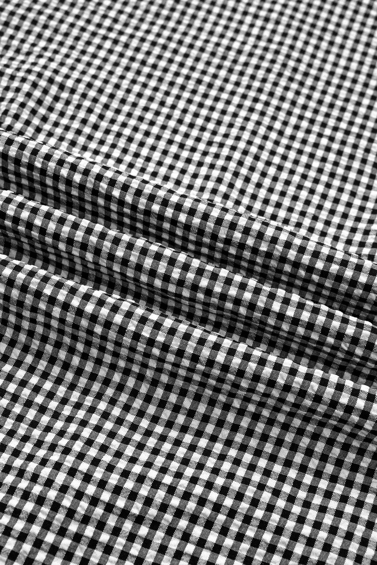 PRETTY BASH - PRETTY BASH Gingham Plaid Bow Ruffle Blouse
