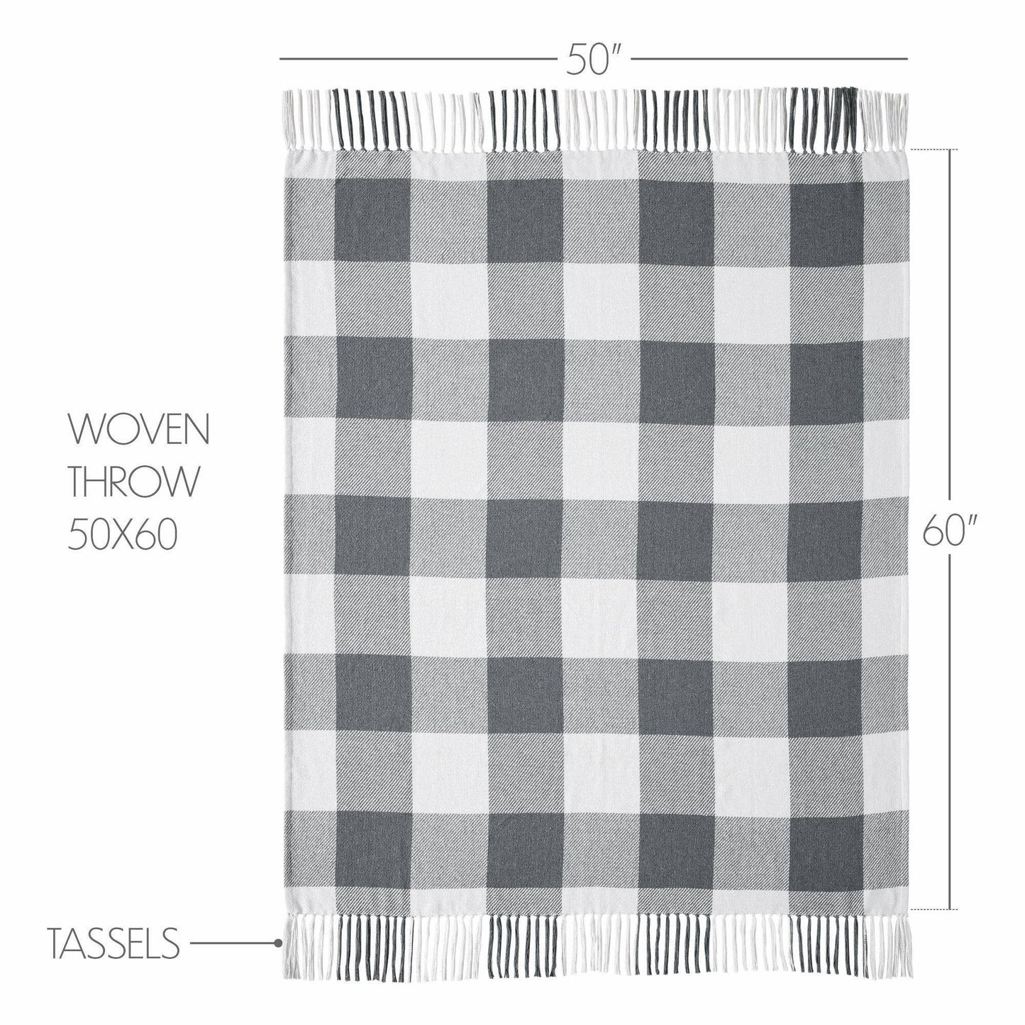 VHC Brands - Annie Grey Buffalo Check Woven Throw Blanket 50x60