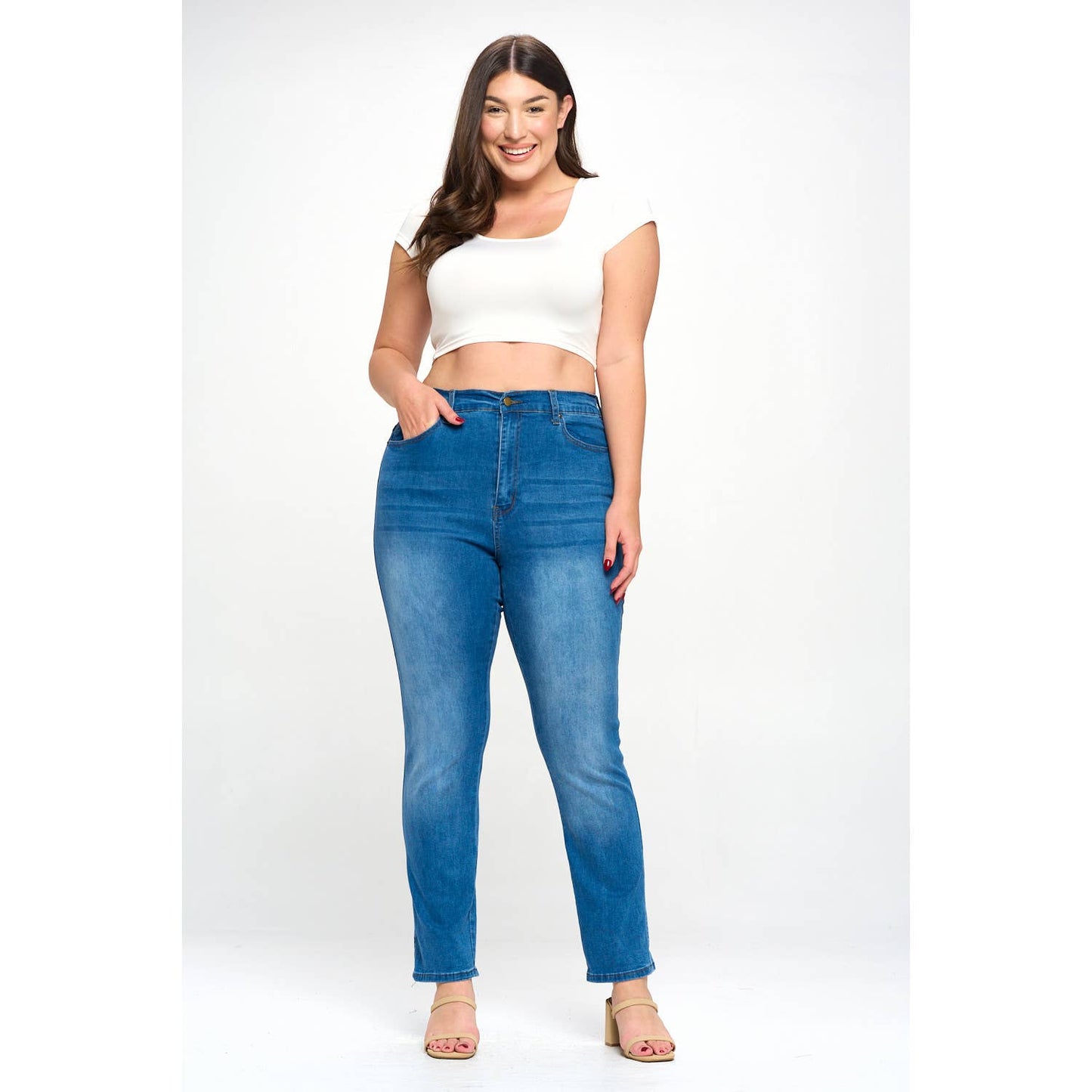 Kimberly High Waist Plus Size Jean Medium Blue