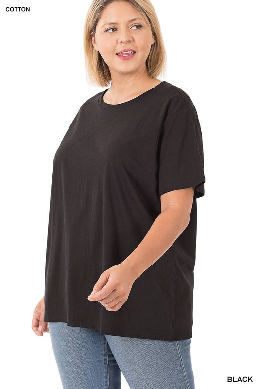`.Plus-size Cotton Short Sleeve Boyfriend Tee