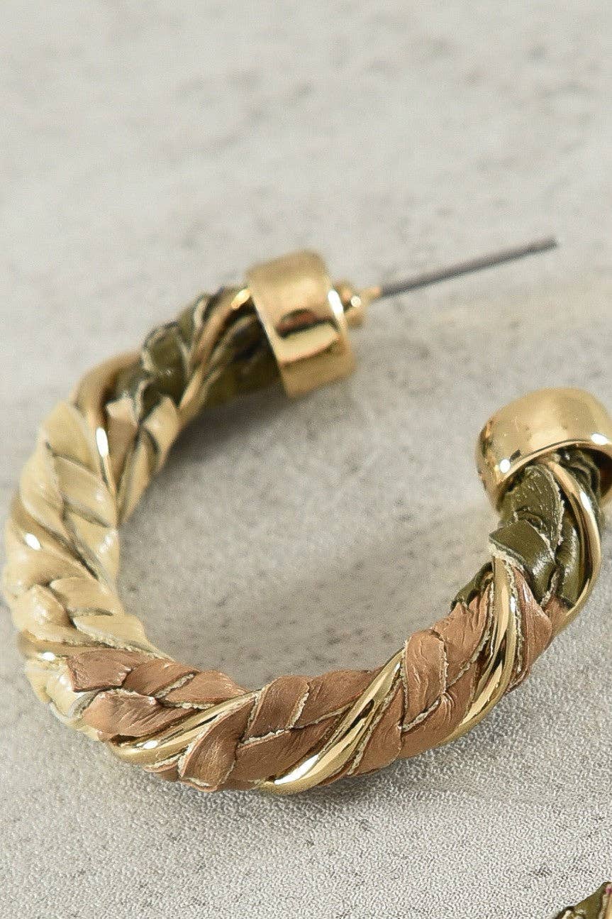 JOSSLYN by wall to wall - FAUX LEATHER ROPE HOOP EARRINGS | 52E2090216