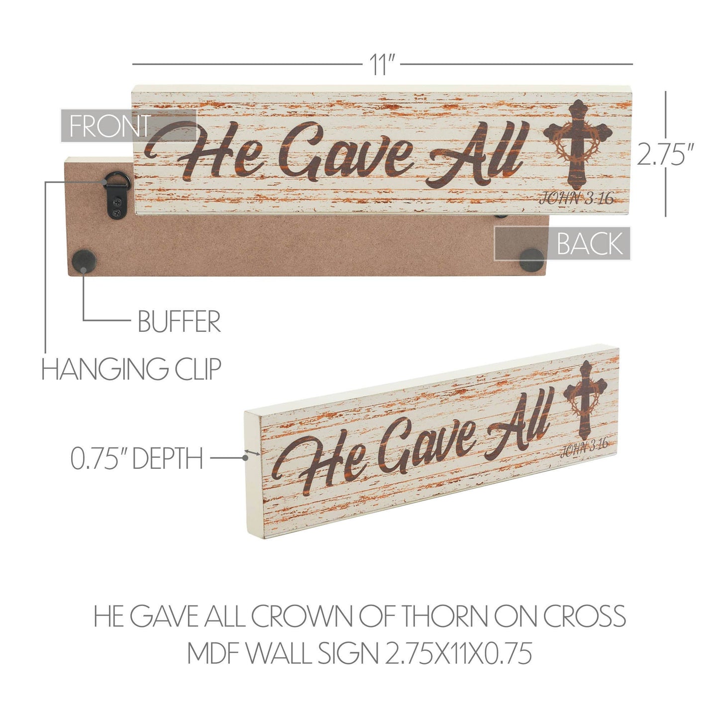 VHC Brands - Celebrate Grace Crown of Thorns MDF Wall Sign 2.75x11
