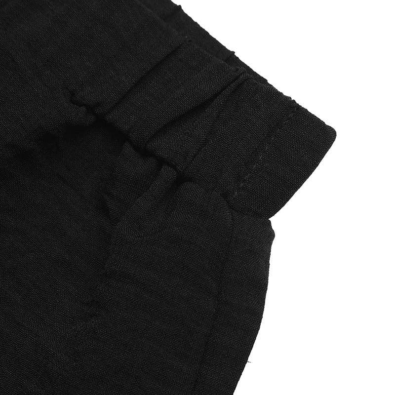 Lovesoft - Black Contrast Trim Sleeveless Top and Shorts Set