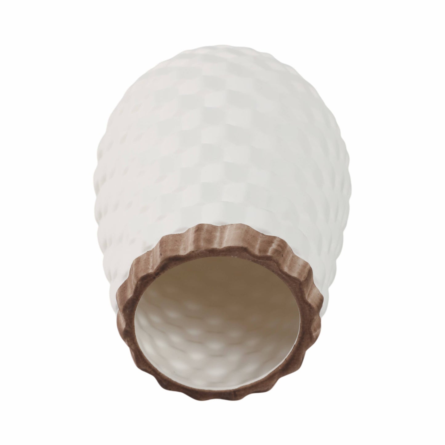 Sagebrook Home - Decorative Vase - White/Brown Ceramic Round Textured, 9 in.