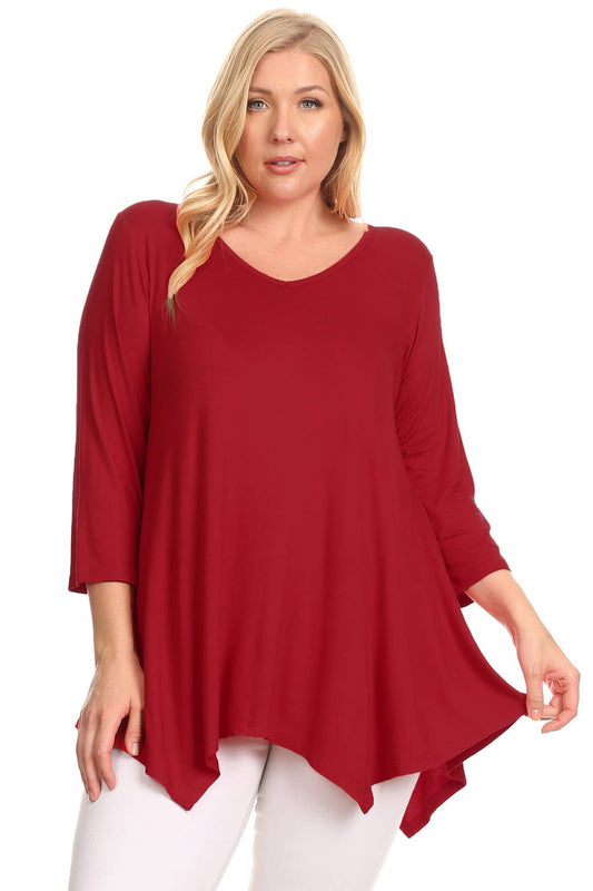 Women's Plus size Knit Tunic Tops V-Neck Flowy Blouse