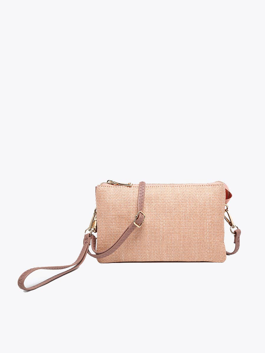 Jen & Co. - M013MSTW Riley Micro Straw 3 Compartment Crossbody/Wristlet