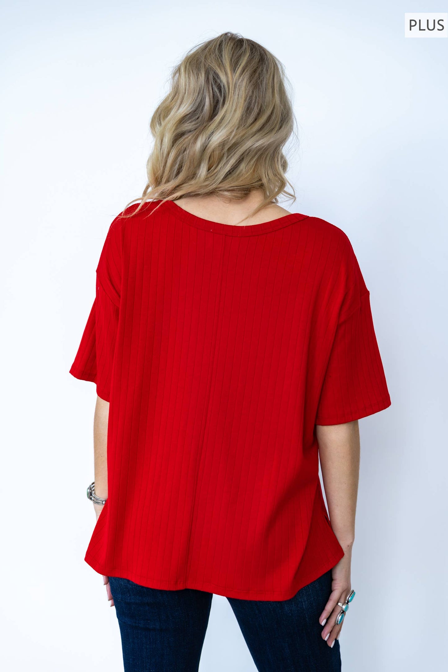 ANDREE  - PLUS SIZE Ribbed Boyfriend Style Oversized Top