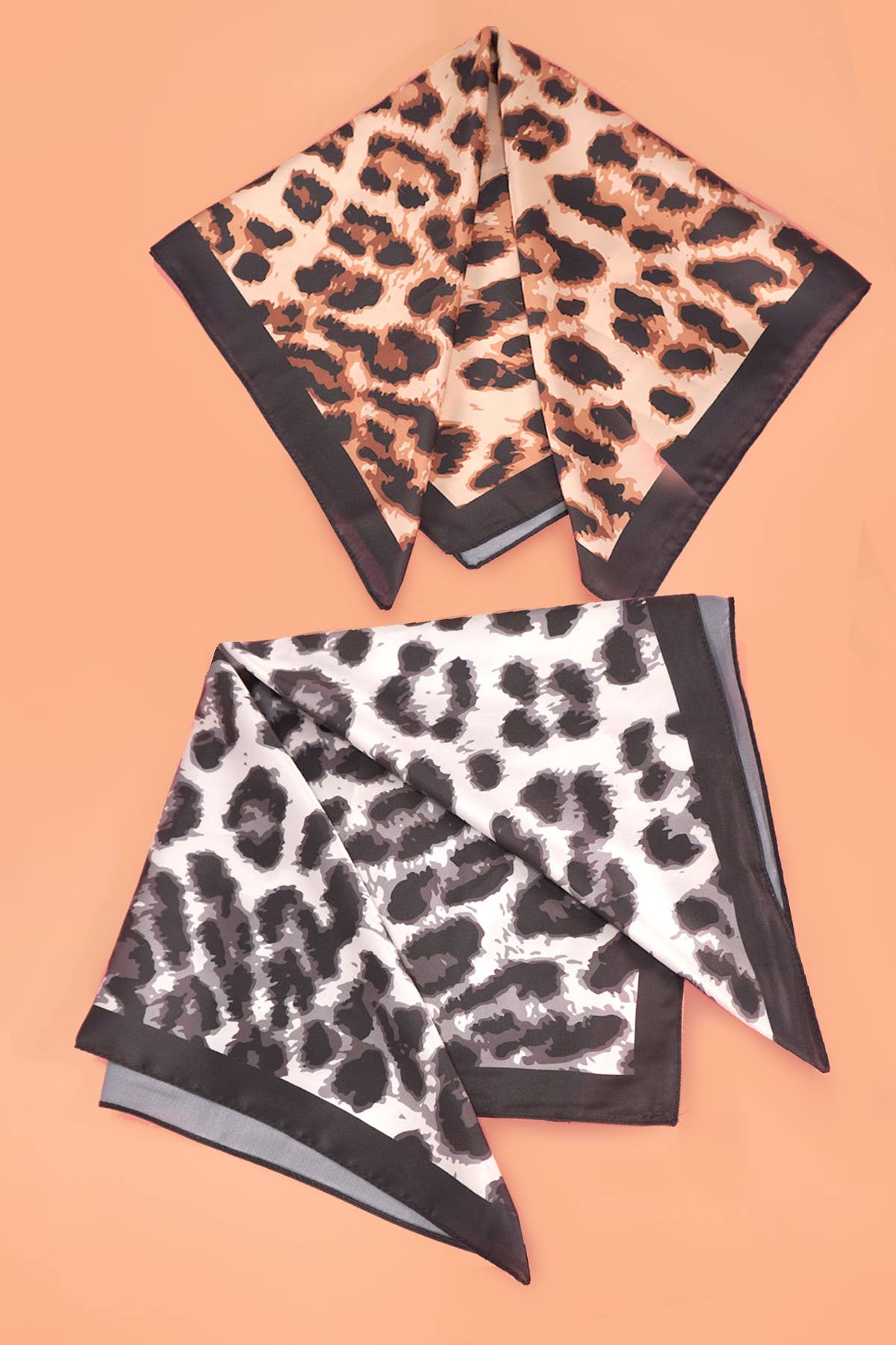 JOSSLYN by wall to wall - ANIMAL LEOPARD PRINT SILKY FEEL BANDANA SCARF | 40SC632