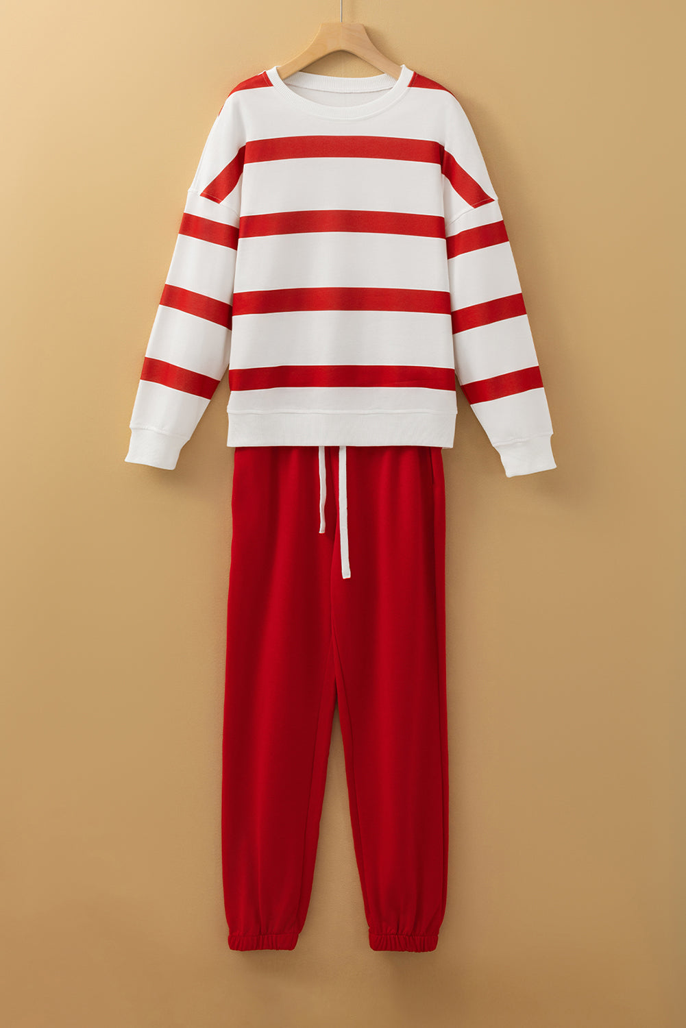 Striped Drop Shoulder Pullover and Jogger Pants Set