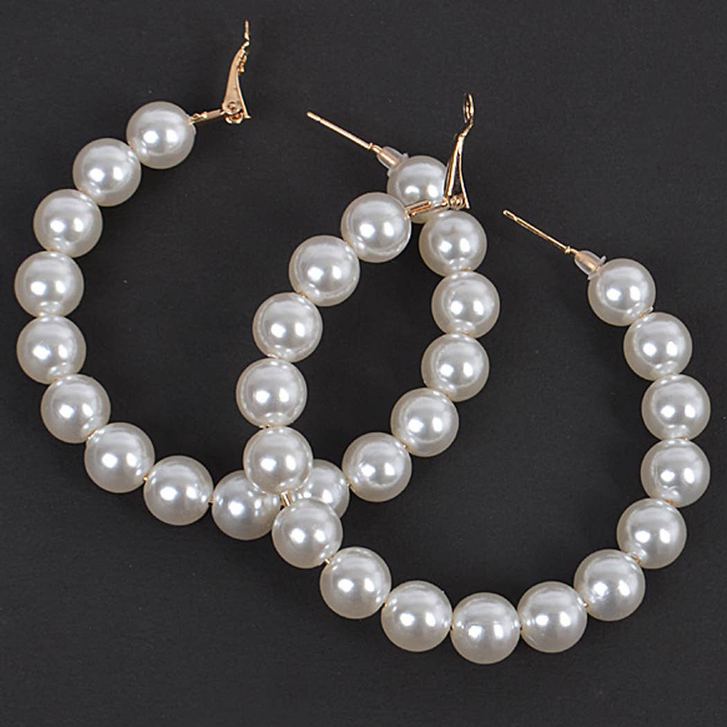 3AM BY H&D ACCESSORIES - Upside Down Pearl Hoop Earring
