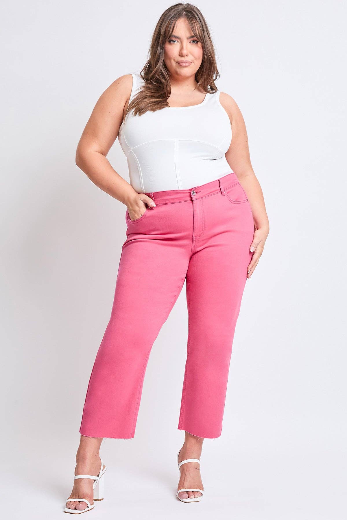 YMI - Plus High Rise Cropped Wide Leg Trouser-EP209207