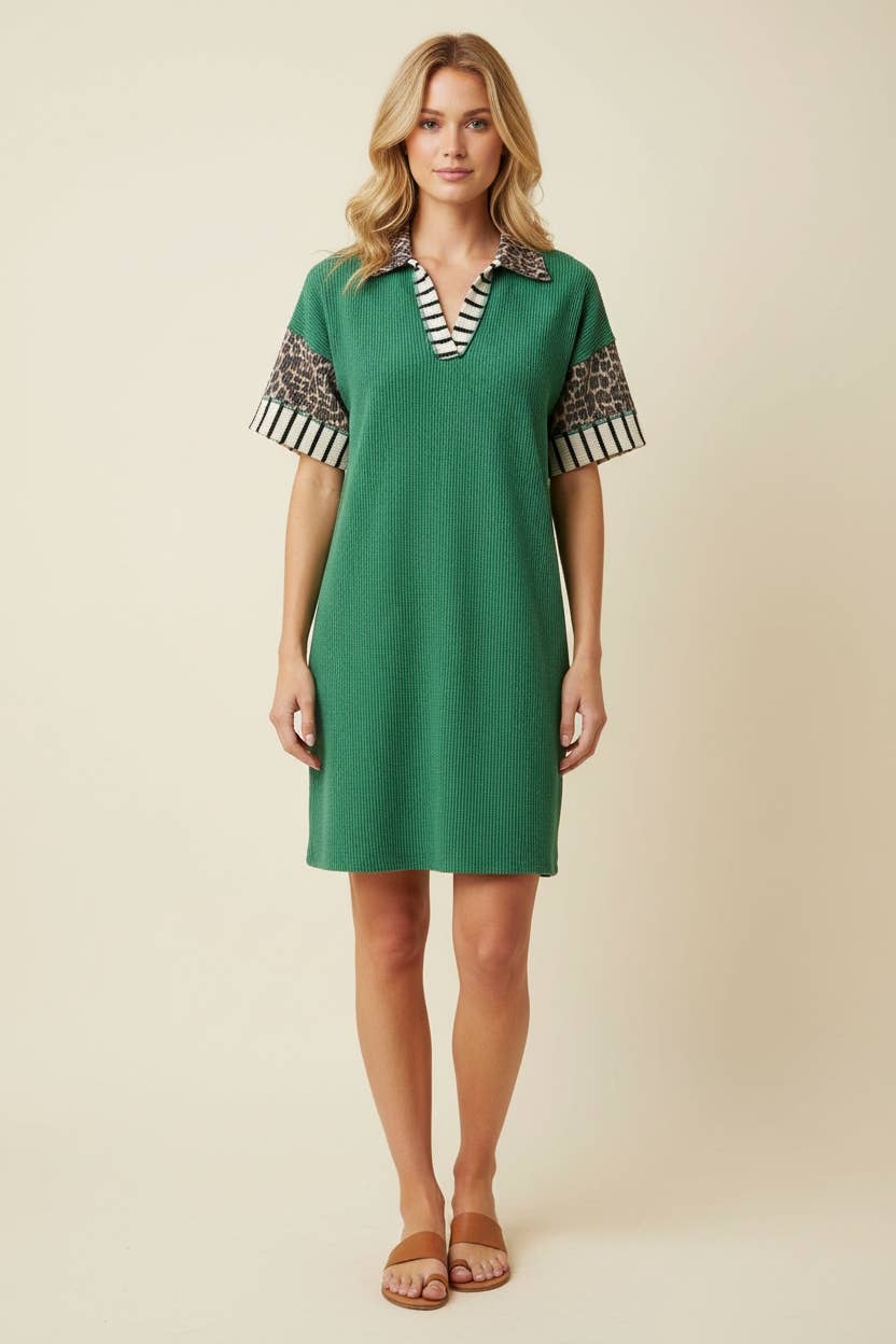 HEIMISH - ED6878-11 V-neck polo collar dress