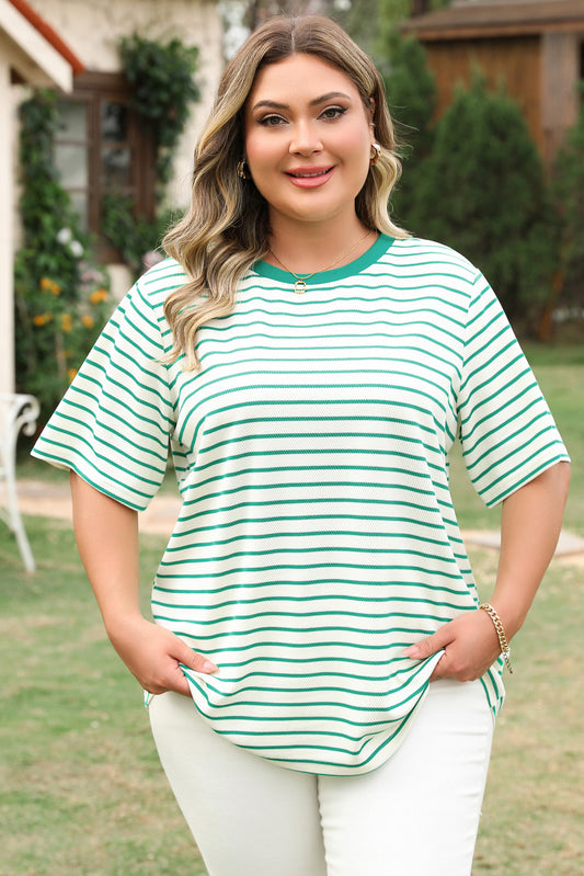 Plus Size Green Striped T-Shirt