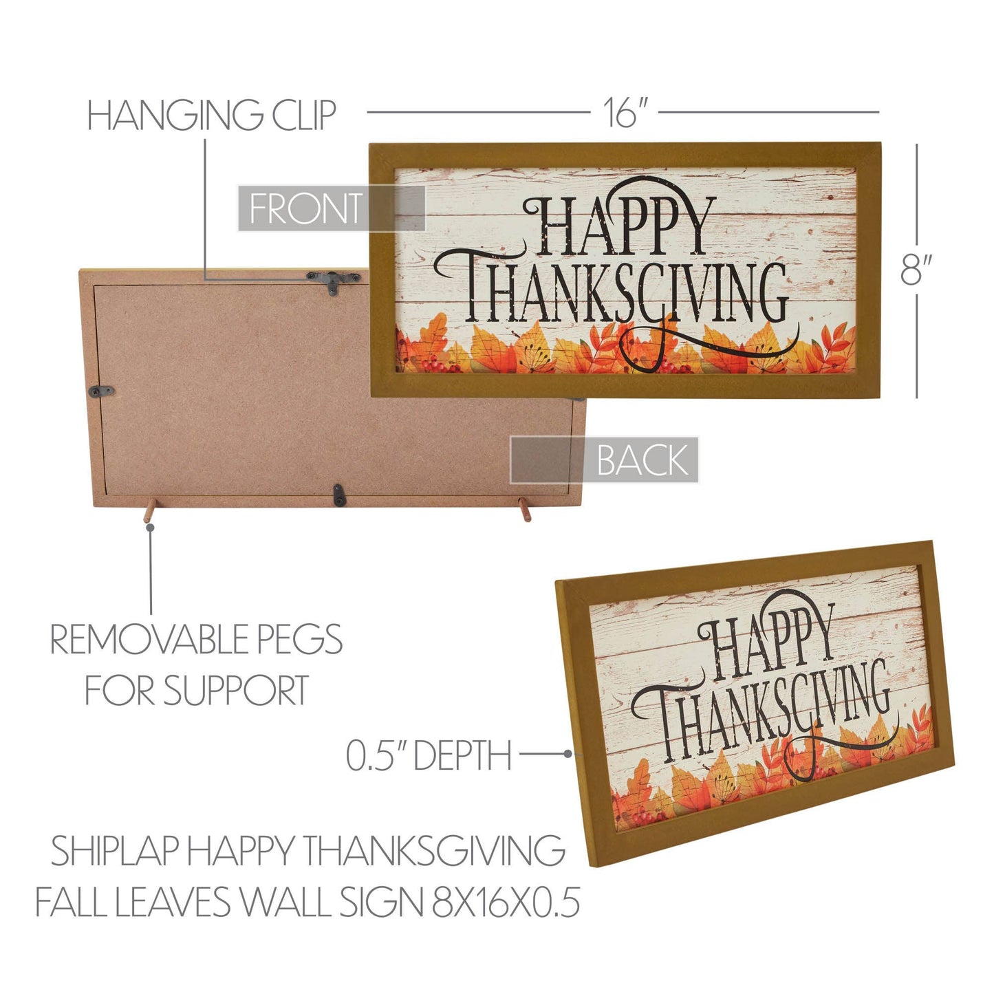 VHC Brands - Happy Thanksgiving Wall & Table Sign 8x16
